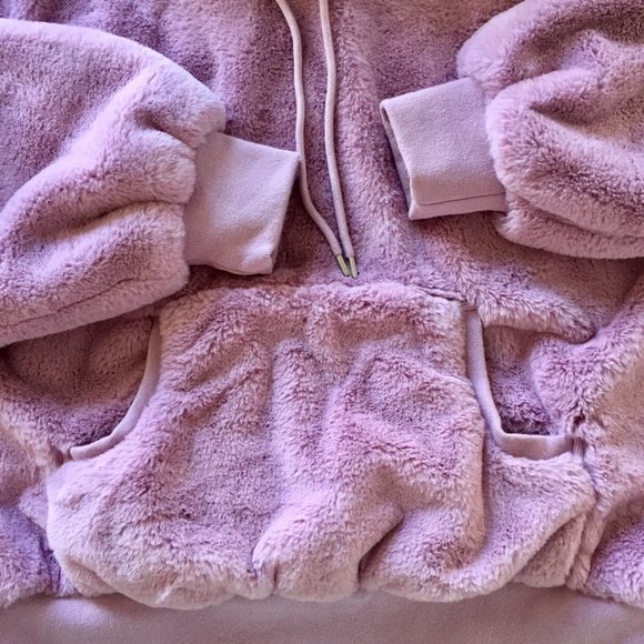 House of Fluff - Recycled Teddy Hoodie - Faux Fur Pullover - Lavender - Men's M - Picture 6 of 15
